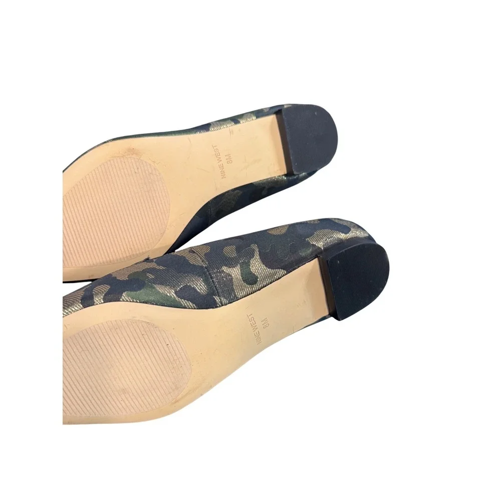 Nine West Womens Camo Metallic Gold Jacquard Pointed Toe Loafers Flats 8M - Picture 6 of 6